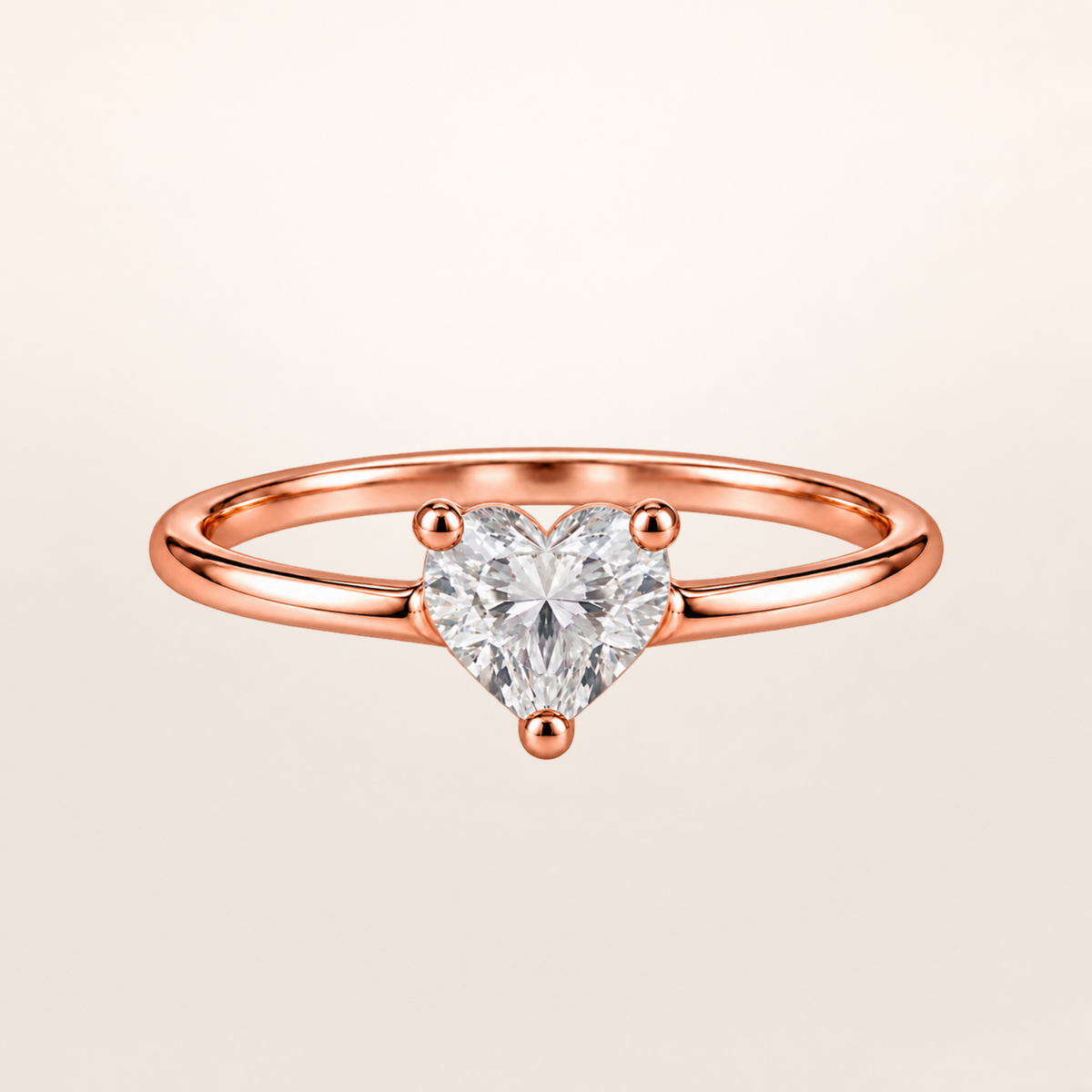BLONDEER Amorette Solitaire heart-shaped diamond ring, 18K rose gold, 1 carat colorless lab-grown diamond