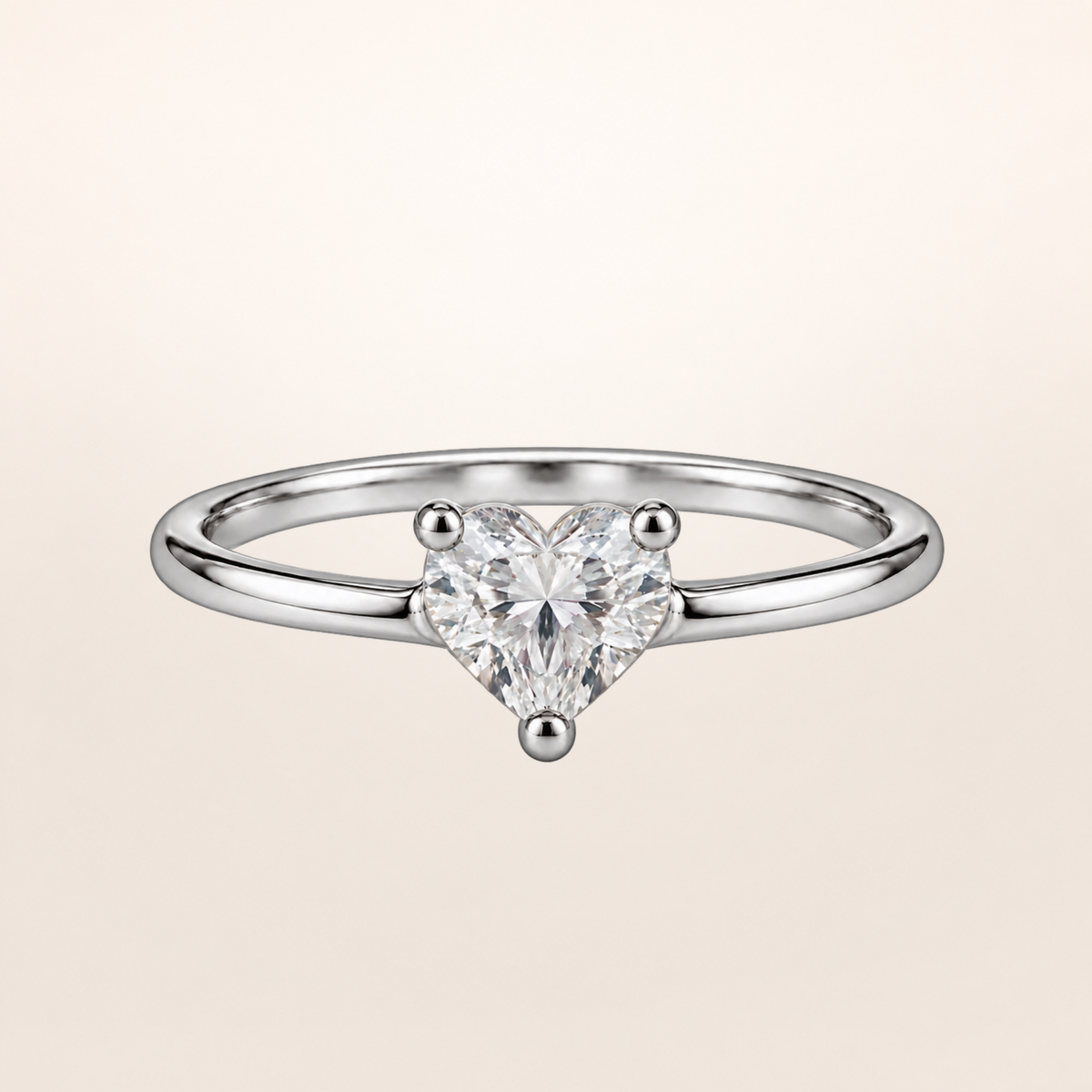 BLONDEER Amorette Solitaire heart-shaped diamond ring, 18K white gold, 1 carat colorless lab-grown diamond