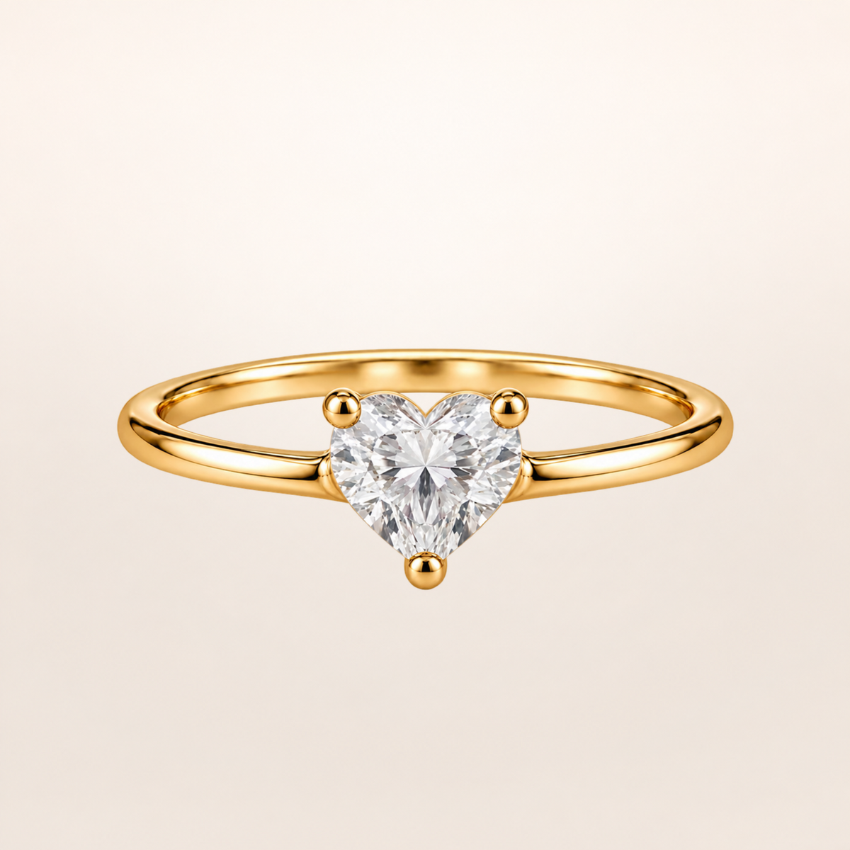 BLONDEER Amorette Solitaire heart-shaped diamond ring, 18K yellow gold, 1 carat colorless lab-grown diamond