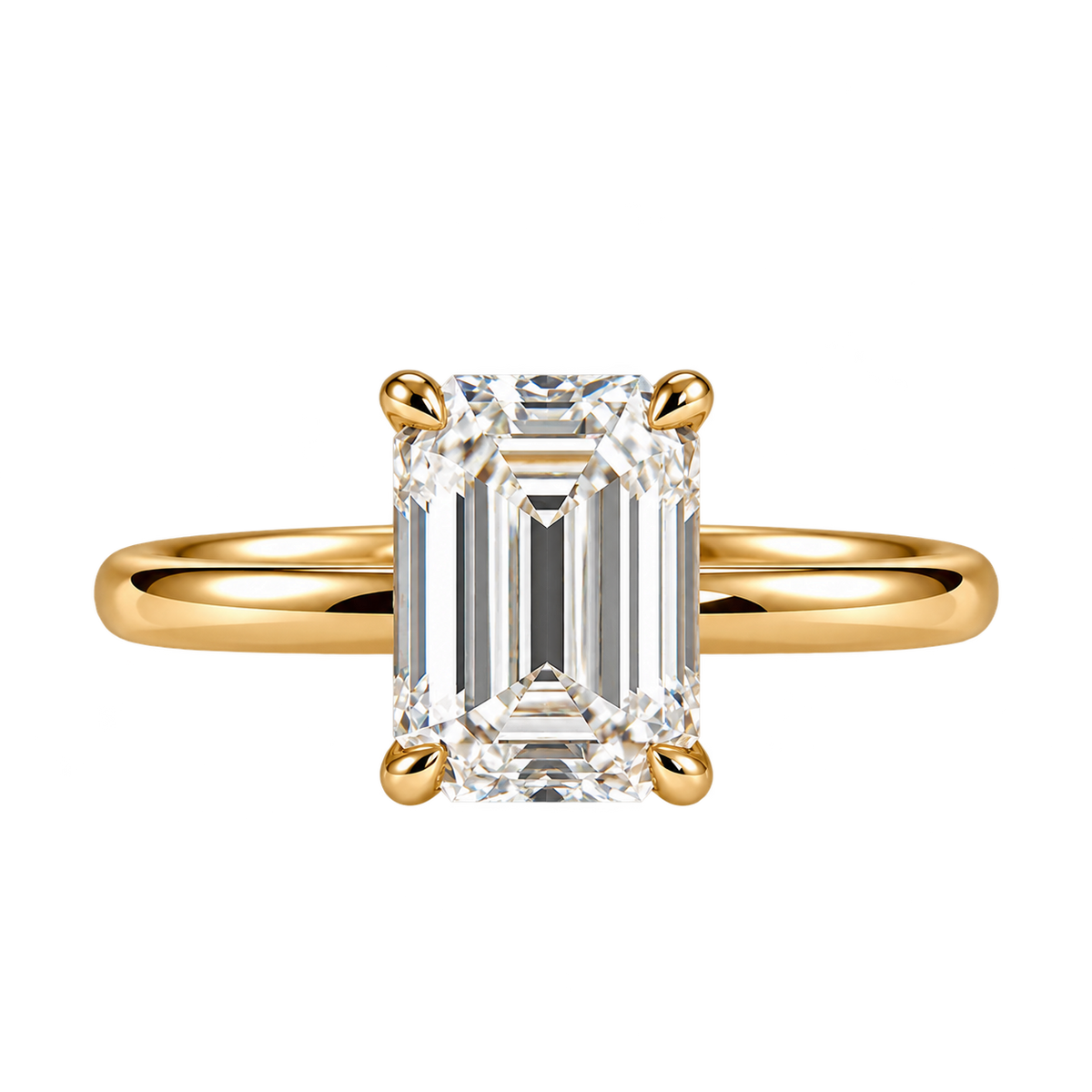 BLONDEER Classique Solitaire emerald-cut diamond, yellow gold, colorless lab-grown diamond