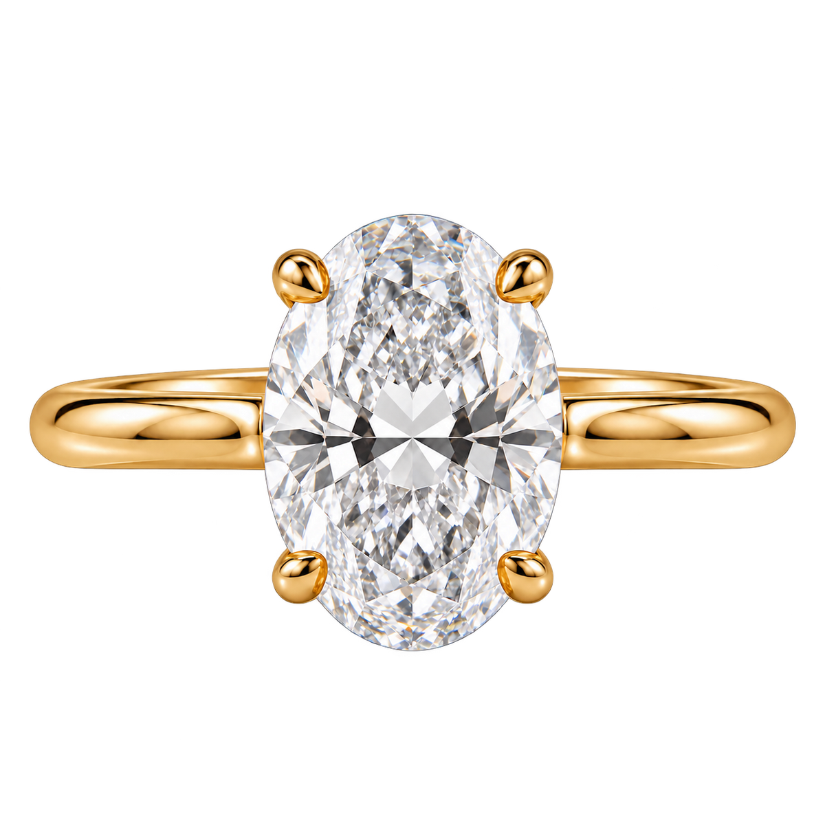 BLONDEER Classique Solitaire oval-cut diamond, 18K yellow gold, colorless lab-grown diamond